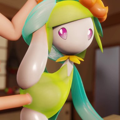 nintendo, pokemon, hisuian lilligant, lilligant, pok&#233;mon (species), pokemon (species), shiny pokemon, barbonicles, blush, female penetrated, flower, green body, holding leg, human penetrating, humanoid penetrated