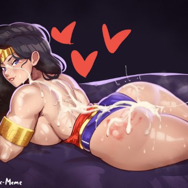 dc, dc comics, justice league, wonder woman (series), wonder woman, aestheticc-meme, 1girls, big ass, bubble ass, bubble butt, cum on body, dat ass, looking at viewer, muscular female, tagme