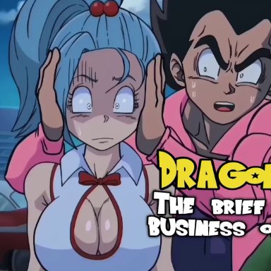 dragon ball, dragon ball z, bulma (dragon ball), bulma briefs, vegeta, pseudocel, big ass, big balls, big breasts, big butt, big nipples, big penis, blowjob, blowjob face, cartoon