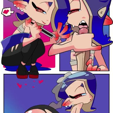 splatoon, splatoon (series), splatoon 3, octoling, shiver (splatoon), chocolatepete0, vanilla-pete, heart, licking penis, licking tip, pants, ripped pants, sex, sharp teeth, tongue