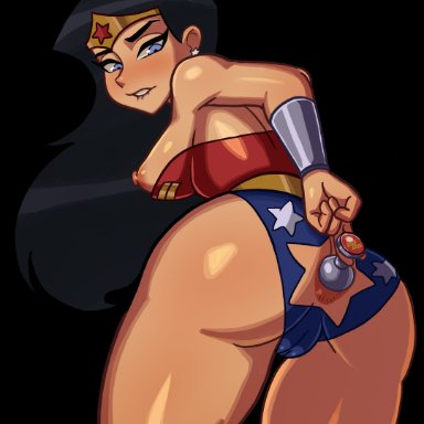 dc, dcau, justice league, justice league unlimited, wonder woman (series), wonder girl (diana prince), pokpa, shluv98bu, 1girls, anal, anal access, anal insertion, anal only, anal only panties, anus cutout