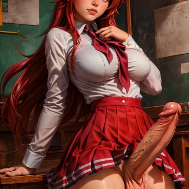 high school dxd, rias gremory, stable diffusion, taceee, 1futa, abs, balls, big balls, big breasts, blue eyes, breasts, curvy, dickgirl, futa only, futanari