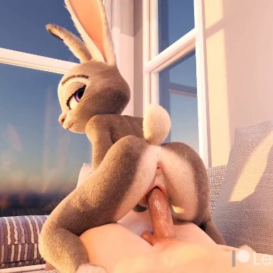 zootopia, judy hopps, lewdchord, anthro, anthro penetrated, athletic female, duo, female, furry, grey fur, human, human on anthro, human penetrating, lagomorph, light-skinned male