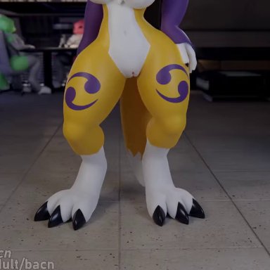 digimon, guilmon, renamon, bacn, couch, cowgirl position, cum in mouth, cum inside, doggy style, fellatio, knot, knotting, sex, x-ray, animated