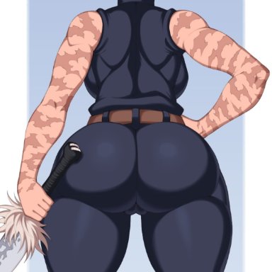 jujutsu kaisen, zenin maki, luckyshazo, 1girls, ass, athletic female, black hair, booty shorts, breasts, bubble butt, dat ass, female, glasses, huge ass, large breasts