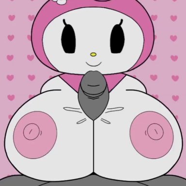 beat banger, onegai my melody, sanrio, my melody, cassettedream, dream-cassette, hoshime, ahe gao, anthro, blush, boobjob, bra, breasts, bunny ears, bunny hat