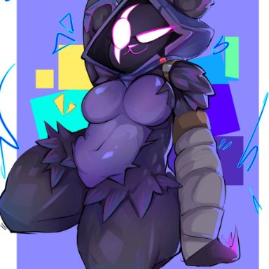 fortnite, fortnite: battle royale, raven team leader, raven team leader (fortnite), soldart, animal ear fluff, animal ears, bear ears, bear suit, clawed fingers, claws, eye scar, heart, hearts around head, hood