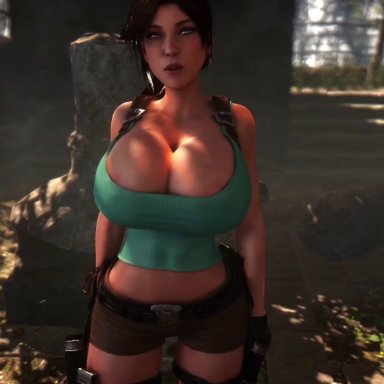 tomb raider, tomb raider (l.a.u.), tomb raider (survivor), lara croft, lara croft (l.a.u.), lara croft (survivor), vaako, 1girls, alternate breast size, ass, athletic, athletic female, back view, big ass, boots
