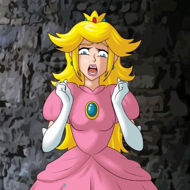 mario (series), meet 'n' fuck games, nintendo, princess peach, meet and fuck, 1girls, alternate breast size, big breasts, blonde hair, breast expansion, breasts, bursting breasts, clothes, crown, dress