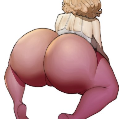 atlus, megami tensei, persona, persona 5, haru okumura, doublehero, 1girls, areolae, ass, ass focus, ass shot, back, back view, breasts, brown eyes