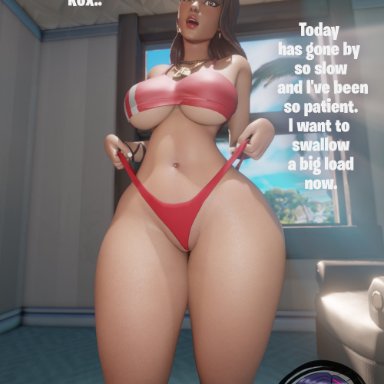 epic games, fortnite, fortnite: battle royale, no nut november, boardwalk ruby (fortnite), rox (fortnite), ruby (fortnite), ghoulishxxx, 1futa, 1girls, bedroom, big breasts, breasts, brown hair, curvaceous