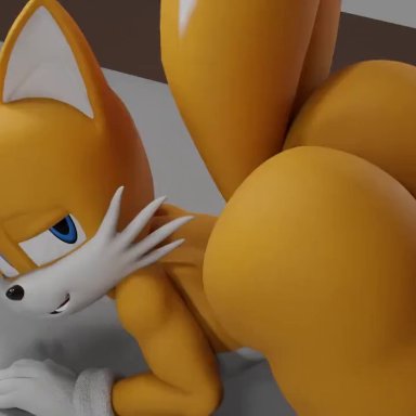 sega, sonic the hedgehog (series), tails, primocreatore, all fours, anal, anal sex, anthro, ass, bed, big butt, bouncing butt, breath, duo, femboy