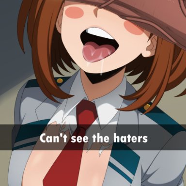 blacked, my hero academia, snapchat, ochako uraraka, uraraka ochako, dkir, ahe gao, big penis, blush, breasts, breasts exposed, brown hair, dark-skinned male, exposed breasts, interracial