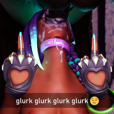 le sserafim, overwatch, overwatch 2, snapchat, antifragile slay star, sombra, piroguh, 1boy1girl, 1girl1boy, 1girls, alternate costume, big balls, big penis, blowjob, choker