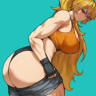 rwby, yang xiao long, batako, 1girls, ass, big ass, big breasts, blonde hair, breasts, bubble butt, busty, dat ass, fat ass, female, huge ass