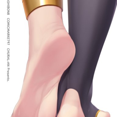 fate (series), fate/grand order, ishtar (fate), naturalton, feet, simple background, sole female, soles, solo, thighhighs, watermark