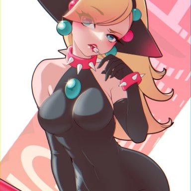 mario (series), mario tennis, wapeach, aged up, crown, female, large breasts, lollipop, lollipop in mouth, piichez, spiked bracelet, spiked collar