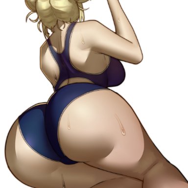 my hero academia, himiko toga, doublehero, 1girls, ass, blonde hair, breasts, dat ass, female, highleg swimsuit, hips, huge ass, large breasts, one-piece swimsuit, swimsuit