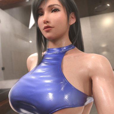 final fantasy, final fantasy vii, final fantasy vii remake, square enix, tifa lockhart, nerohunter6, 1girls, abs, ass, big ass, big breasts, black hair, black nail polish, black nails, bra