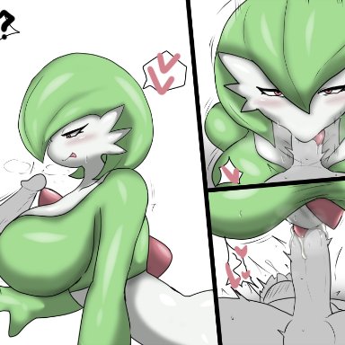 nintendo, pokemon, gardevoir, generation 3 pokemon, pokemon (species), enigi09, balls, blush, bodily fluids, breasts, cum, cum in mouth, cum inside, duo, erection