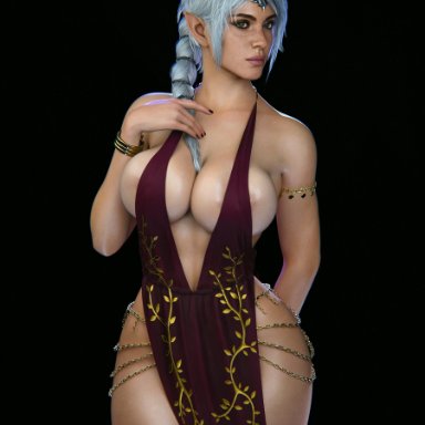 baldur's gate, baldur's gate 3, shadowheart, smz-69, 1girls, abs, big breasts, blue eyes, breasts, cleavage, female, female only, freckles, freckles on face, large areolae