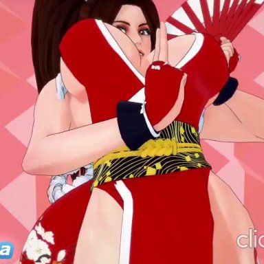 fatal fury, king of fighters, ppppu, snk, mai shiranui, anonbluna, 1boy, 1boy1girl, 1girl1boy, 1girls, ass, ass focus, big breasts, breasts, breasts out