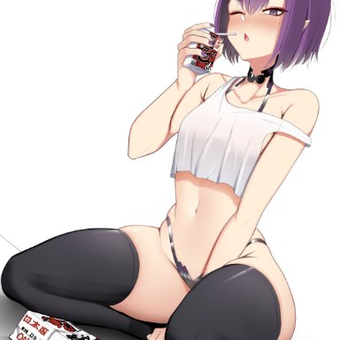 fate (series), fate/grand order, shuten douji (fate), artist request, 1girls, breasts, demon, demon girl, female, horns, light skin, light-skinned female, oni, oni horns, panties