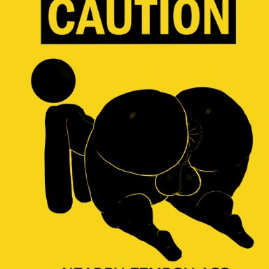 warning sign person, trz lettuce, 1boy, anus, ass, backsack, balls, big ass, big butt, butt, caution sign, fat ass, fat butt, femboy, huge ass