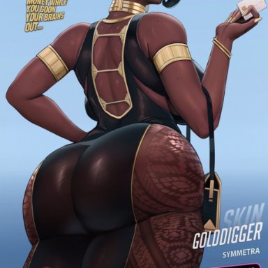 overwatch, symmetra, picturd, 1boy, 1girls, ass, clothing, dark-skinned female, erection, female, femdom, findom, fully clothed, huge ass, huge breasts