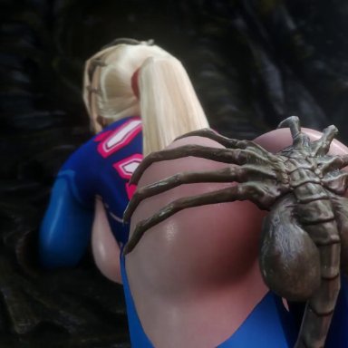 alien (franchise), metroid, nintendo, facehugger, samus aran, noname55, ass, assimilation, big breasts, bouncing breasts, breasts, clothing, corruption, face fucking, female