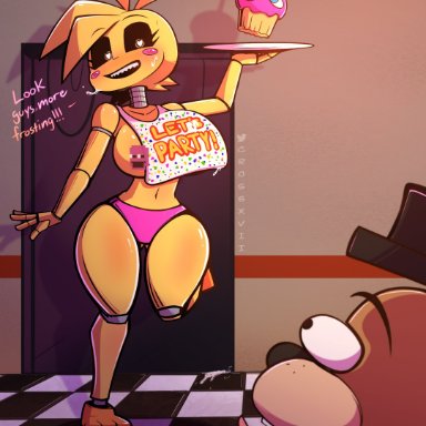 five nights at freddy's, cupcake (fnaf), freddy (fnaf), markiplier, purple guy (fnaf), toy chica (fnaf), william afton, crossxvii, big ass, big breasts, clothed, female, no bra, robot, robot girl