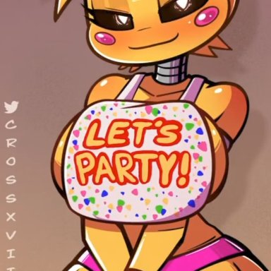 five nights at freddy's, toy chica (fnaf), crossxvii, big ass, big breasts, boob window, female, female only, huge breasts, no bra, robot, robot girl, sideass, sideboob, teasing