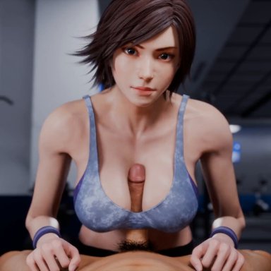 namco, tekken, tekken 8, kazama asuka, mura tpg, 1boy, 1girls, between breasts, breasts, brown eyes, brown hair, paizuri, straight, 3d, animated