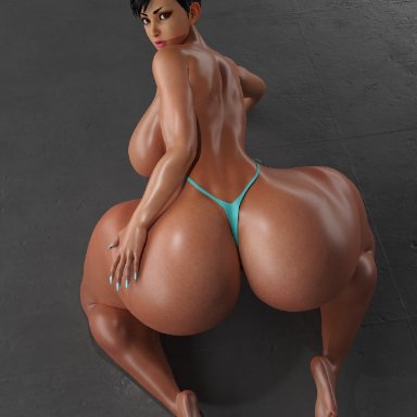 capcom, street fighter, street fighter v, chun-li, antarxrigel, 1girls, asian, asian female, back view, big ass, big butt, black hair, bubble ass, bubble butt, caked up