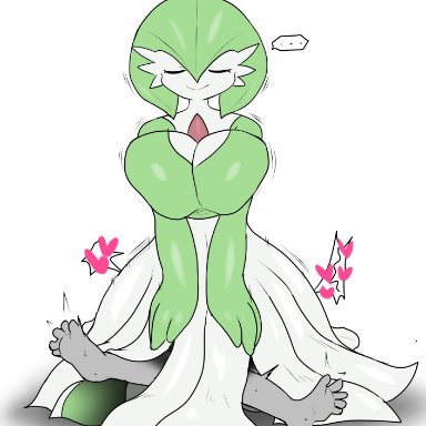 nintendo, pok&#233;mon, pokemon, gardevoir, generation 3 pokemon, pokemon (species), enigi09, ambiguous gender, big breasts, big tits, boobs, breasts, closed eyes, duo, female