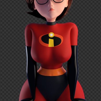 disney, pixar, the incredibles, elastigirl, helen parr, smitty34, 1girls, angry, big hips, big thighs, brown hair, clenched hands, female, female only, front view