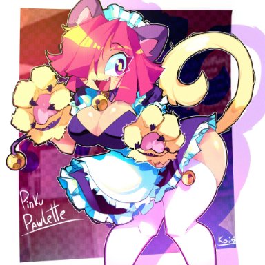 brawl stars, supercell, colette (brawl stars), pinku pawlette, koisu (artist), 1girls, big breasts, breasts, cat ears, cat tail, catgirl, female, light skin, light-skinned female, long hair