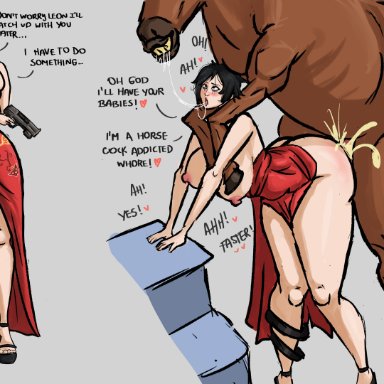 capcom, resident evil, resident evil 4, ada wong, mapachips, 1horse, ahe gao, asian, big ass, big breasts, big butt, clothed, clothed female, clothed sex, cuckold