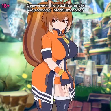 blazblue, makoto nanaya, amplected, jellyfishjubilee, saberwolf8, 1boy, 1girls, russian, squirrel tail, color, colored, edit, edited, longer than 30 seconds, longer than one minute