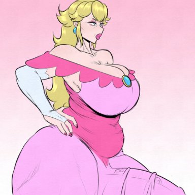 mario (series), nintendo, princess peach, dittochad, 1futa, aged up, ass, belly, belly rolls, big ass, big breasts, big butt, big penis, big thighs, blonde hair