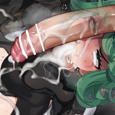 one-punch man, tatsumaki, mizumizuni, blush, fellatio, forced, large penis, small breasts, tagme