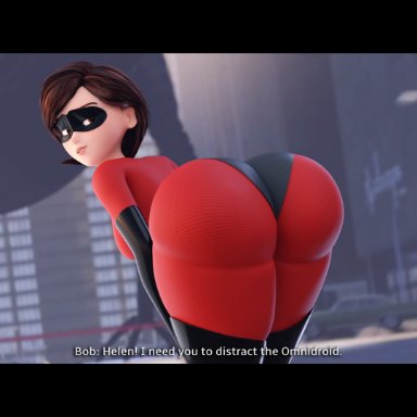 disney, pixar, the incredibles, elastigirl, helen parr, smitty34, 1girls, ass focus, big ass, big butt, dumptruck ass, leaning forward, looking at viewer, looking back, looking back at viewer