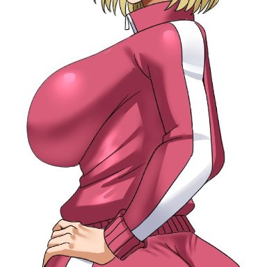 dragon ball, dragon ball super, android 18, pinkpawg, 1girls, ass, blonde hair, blue eyes, ear piercing, earrings, female, from behind, jewelry, jumpsuit, mature