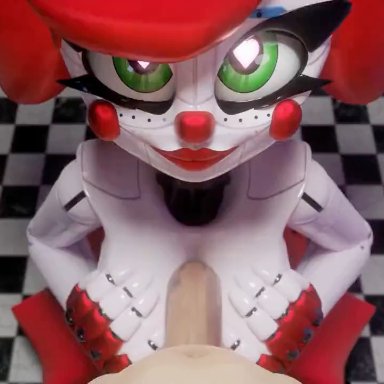 five nights at freddy's, baby (fnafsl), circus baby, circus baby (fnaf), spectixia, 1boy, 1boy1girl, 1girl1boy, animatronic, animatronic female, animatronic girl, boobjob, female, heart, heart-shaped pupils
