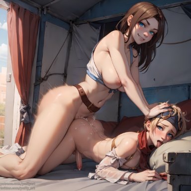 final fantasy, final fantasy vii, final fantasy x, rikku, yuna, puffyart, 1futa, 2futas, bent over, cum, cum in ass, cum inside, cumming, cumming from anal sex, cumming while penetrated