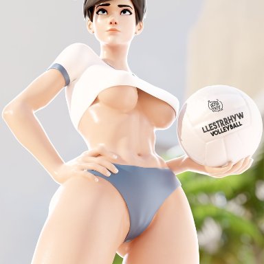 blizzard entertainment, overwatch, overwatch 2, tracer, llestrrhyw, rhywlad, 1girls, 5 fingers, breasts, brown hair, female, female only, hand on hip, holding object, light skin