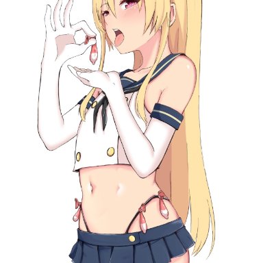 kantai collection, original, shimakaze (kantai collection), shimakaze-kun, baretto (karasi07), 1boy, animal ears, bare shoulders, black panties, blonde hair, blush, bunny ears, clothing, condom, condom belt