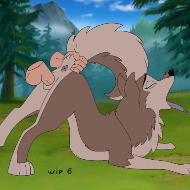 balto (film), universal studios, aleu (balto), the giant hamster, animal genitalia, balls, canid, canine, canis, domestic dog, duo, female, female penetrated, feral, fur