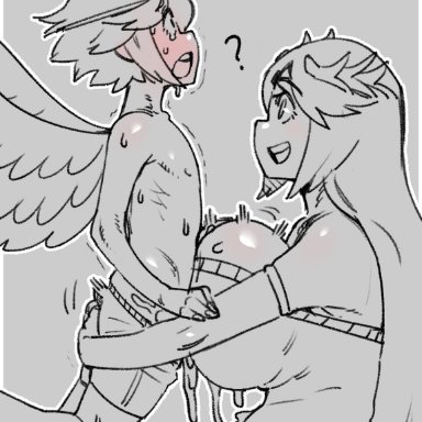 kid icarus, palutena, pit, pit (kid icarus), minkye, ?, 1boy, 1girls, big breasts, breasts, cum between breasts, ejaculation between breasts, female, hug, huge breasts