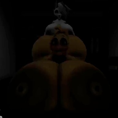 five nights at freddy's, helluva boss, loona (helluva boss), withered chica (fnaf), josh-u4, 2futas, anal, anal sex, ass bigger than head, big ass, big balls, breasts bigger than head, casual, casual nudity, cum